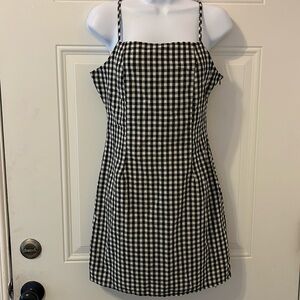 Gingham spaghetti strap mini dress